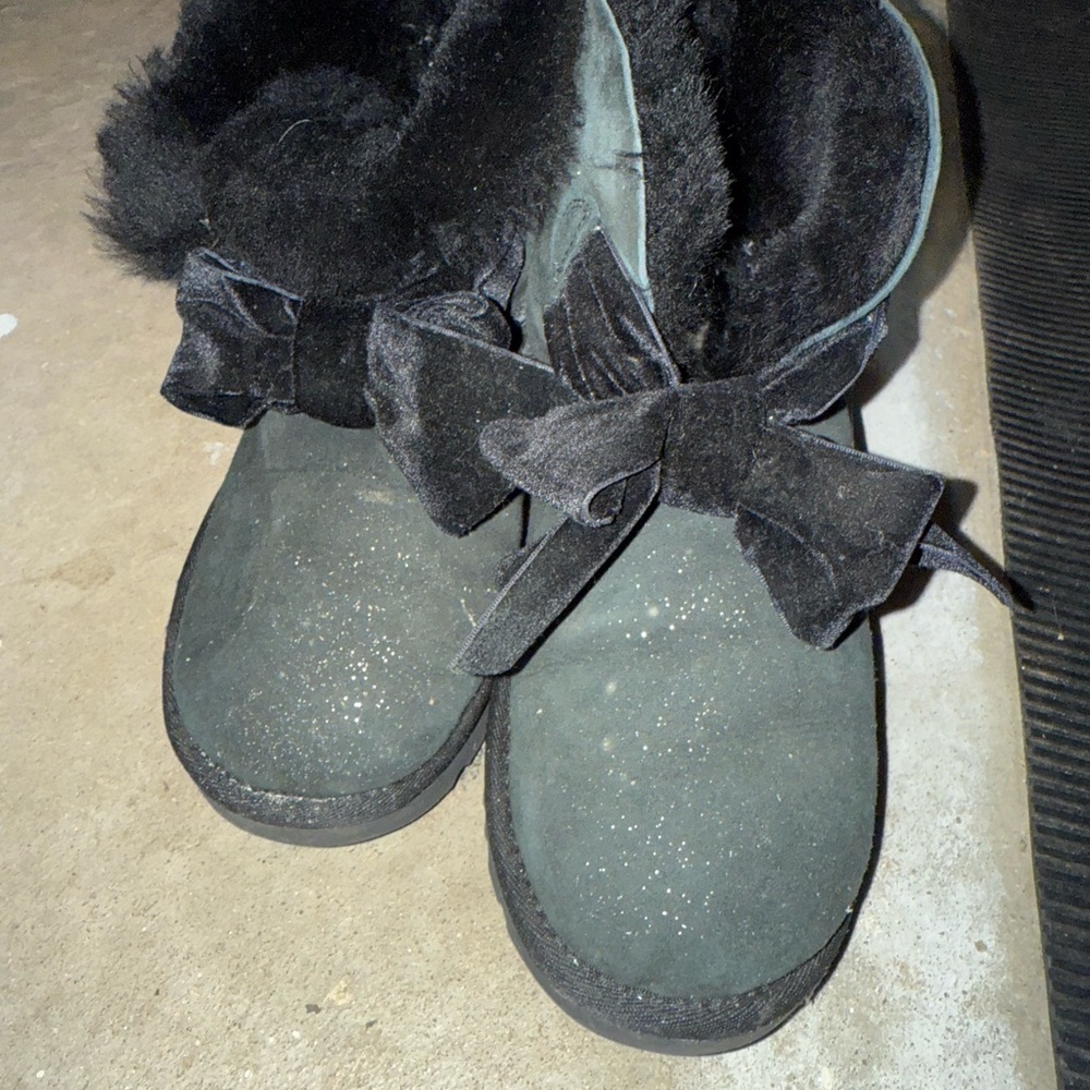 UGG Black Glitter Fur Boots
